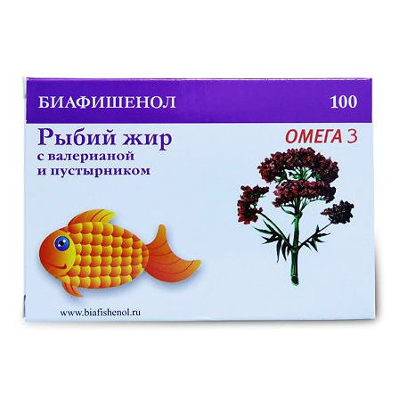 Рыбий жир Биафишенол (валериана, пустырник) капс.N100 — фото 2
