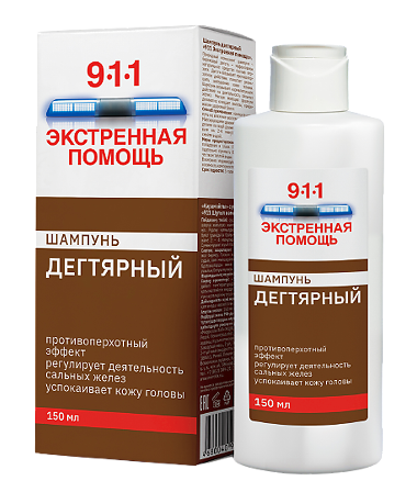 911 Дегтярный шампунь при себорее, псориазе, перхоти 150 мл. — фото 3