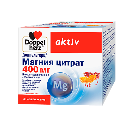 ДОППЕЛЬГЕРЦ АКТИВ МАГНИЯ ЦИТРАТ 400МГ N40 САШЕ-ПАКЕТ ПОР ПО 6,0 БАД — фото 2